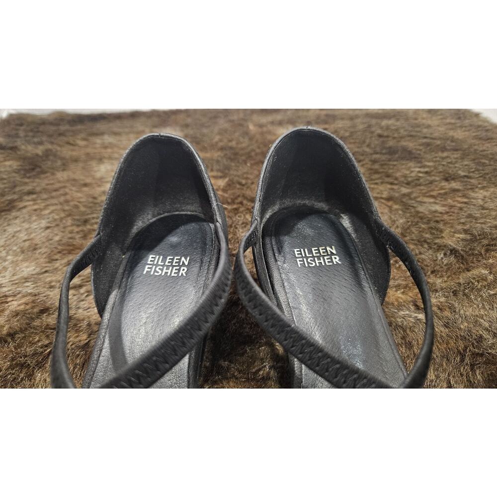 Eileen Fisher Black Suede Pointed Toe Criss Cross Flats Size 8M - Picture 6 of 10